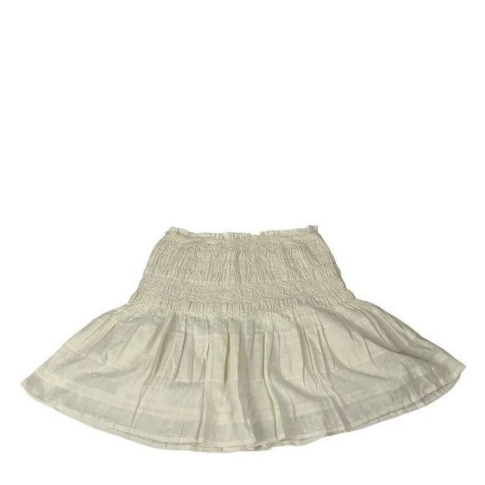 Zara Womens White Smocked Waist Cotton & Viscose Skirt Size Medium